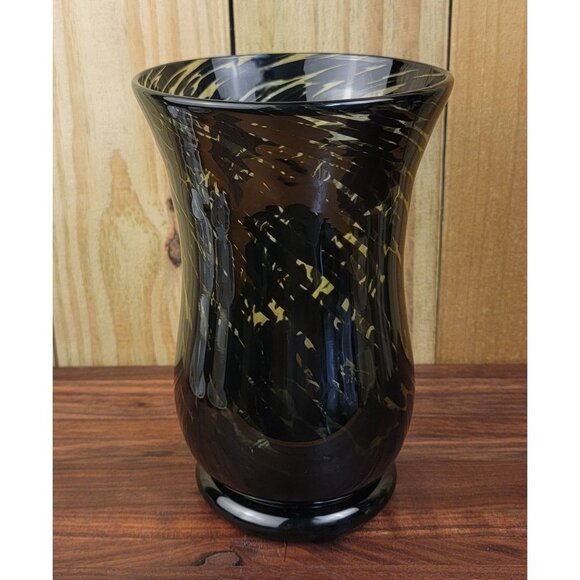 Vintage Hand Blown Green and Black Swirl Vase - Picture 10 of 16